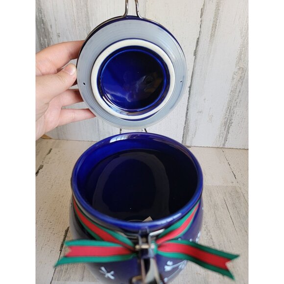 WCL dark blue snowflake jar Xmas home decor kitchen - Picture 6 of 9